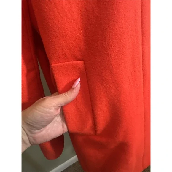 J.CREW Peacoat "City Coat" Cocoon Stadium Jacket Zip Orange‎ Womens Size 6 - Picture 3 of 10